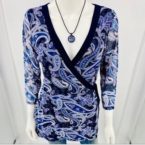 INC International Concepts-Size L-Faux Wrap Top